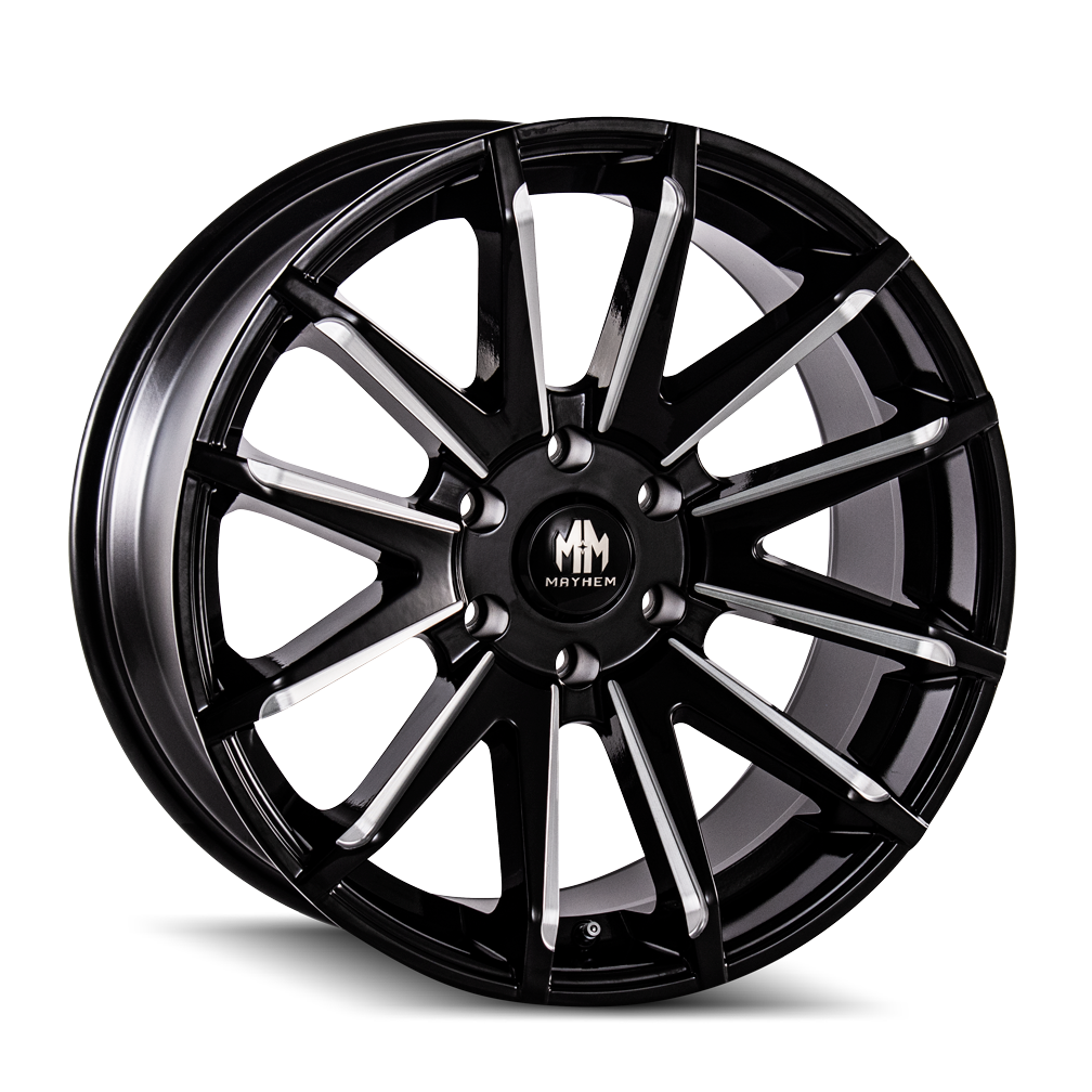 MAYHEM CROSSFIRE Gloss Black Milled Wheels - 20x9.5, 6x135 ET25 87.1 - Unleash Your Ride's Potential!