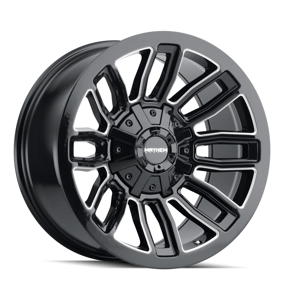 MAYHEM DECOY Gloss Black Milled Wheels - 20x10, 8x180 ET-19, 124.1 - Get Yours Now!