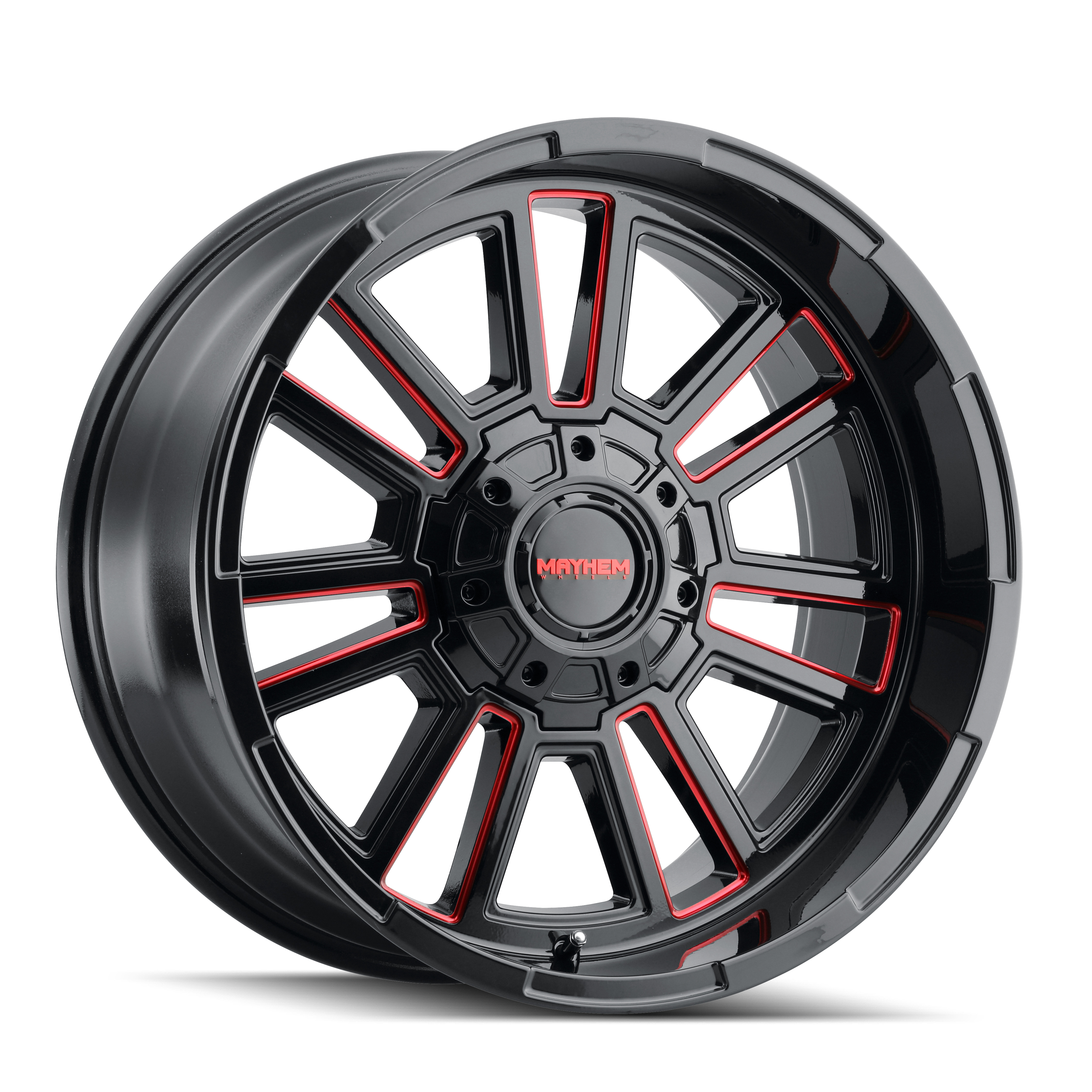 MAYHEM APOLLO Wheels - Gloss Black Milled with Prism Red Finish