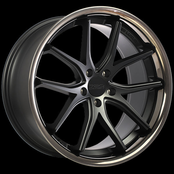 720 Luxury VANQUISH Wheels: 20x9.0 5x114.3 ET35 73.1 Satin Black with Black Stainless Lip - Upgrade Your Ride Now!