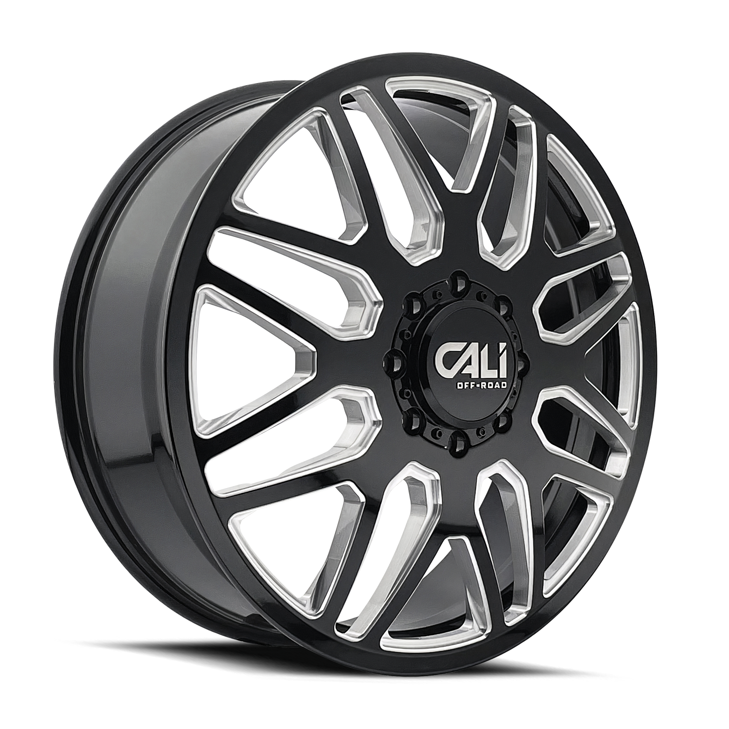 Unleash Your Off - Road Adventure with CALI OFF - ROAD INVADER DUALLY 22x8.25 Gloss Black Milled Wheels
