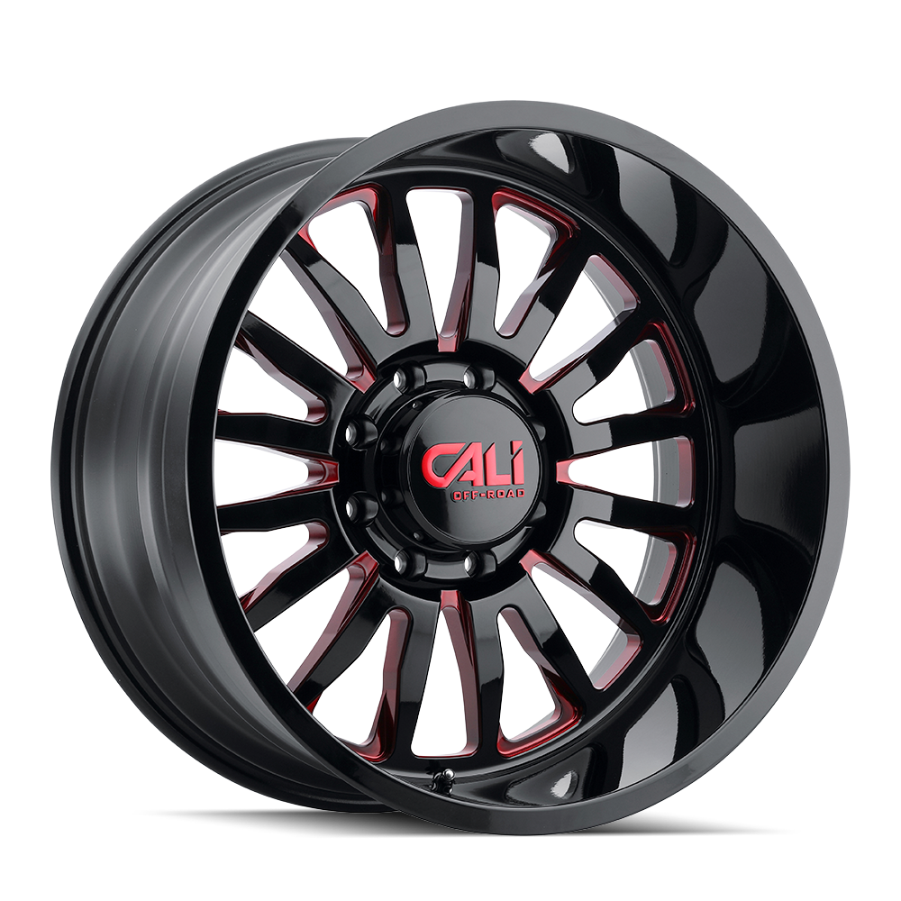 CALI OFF-ROAD SUMMIT 20x12: Gloss Black Milled Prism Red Wheels for Adventurous Rides