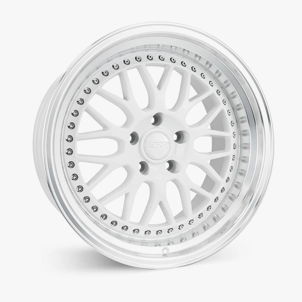ESR SR01 19x9.5 5x120.6 Custom Drill Gloss White Machined Lip Wheels - Stunning Design!
