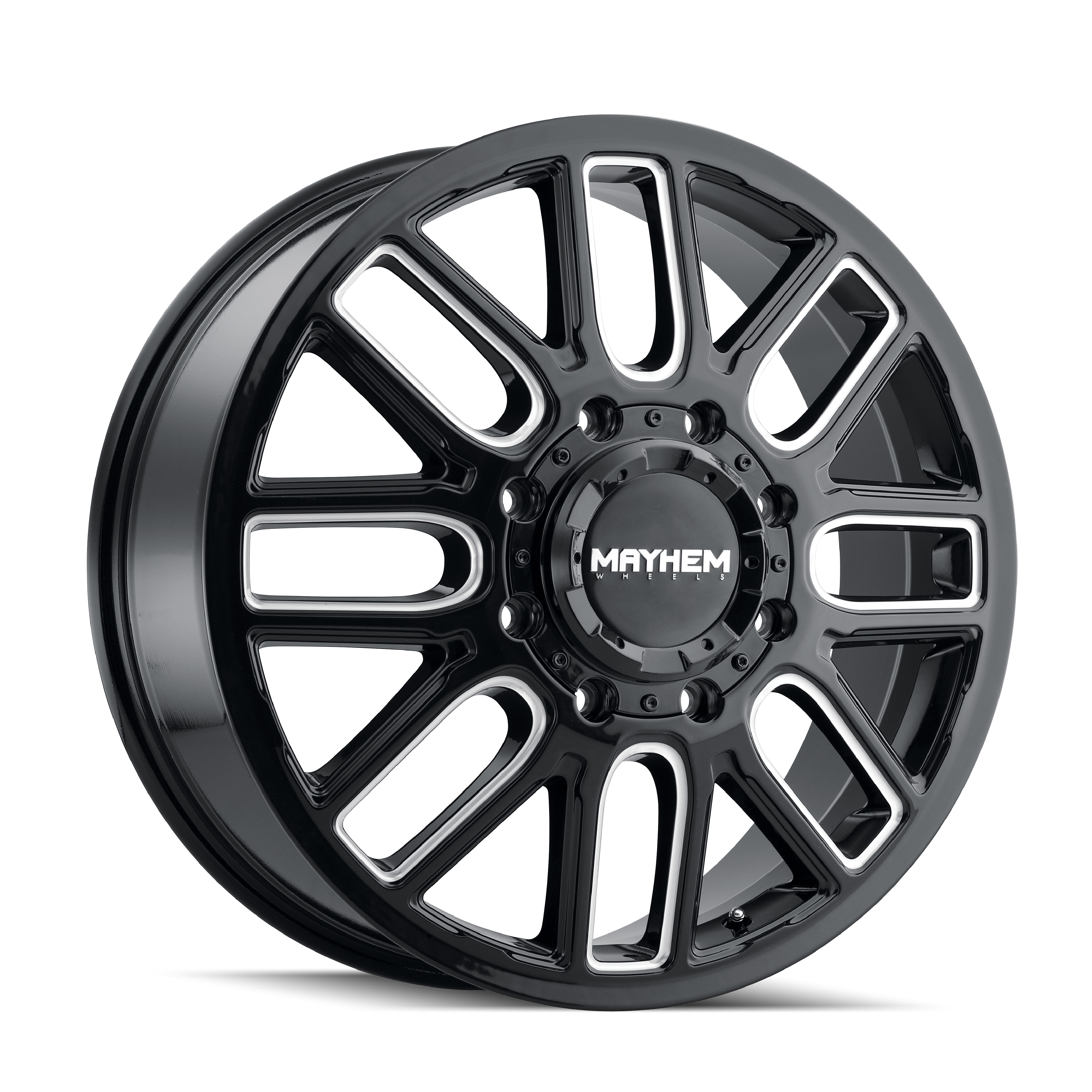 Unleash the Power of MAYHEM COGENT DUALLY 20x8.25 8x200 ET115 142 Gloss Black Milled Wheels